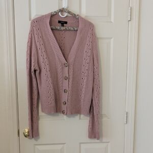 Forever 21 Cozy Cable Knit Button-Front Cardigan - Blush Pink